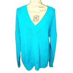 Vintage 90s Y2K Teal Oversized Slouchy Knit Sweater